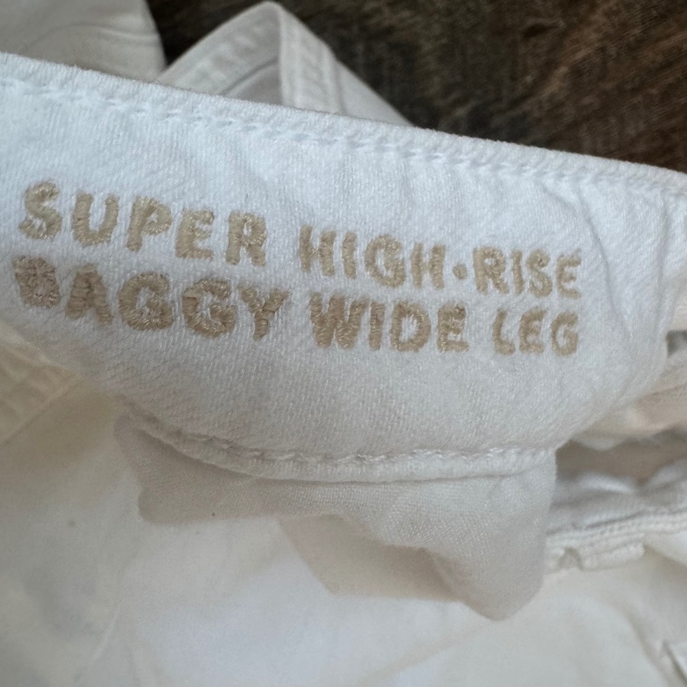 American Eagle Super High-Rise Baggy Wide Leg Cargo Jeans 0 White Utility - Picture 5 of 8